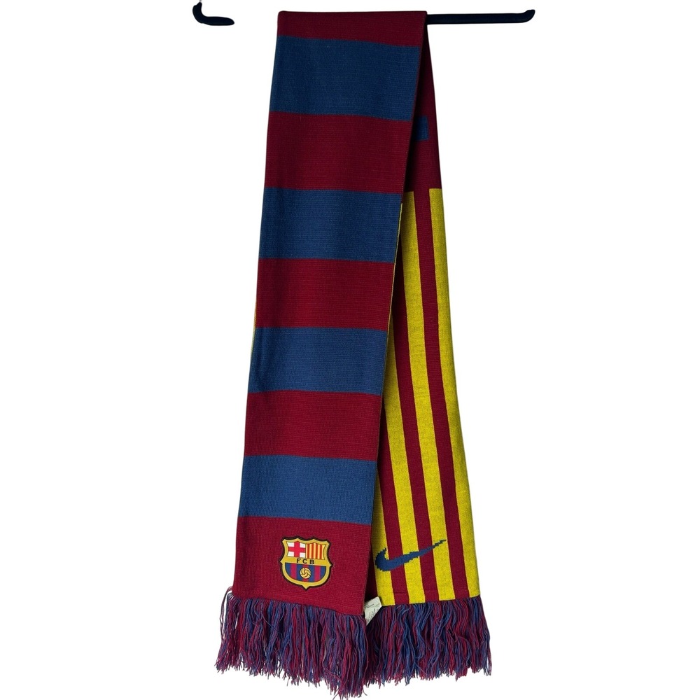 Nike FC Barcelona Soccer Scarf Red‎ Blue Yellow Striped FCB Knit Fringe RN56323